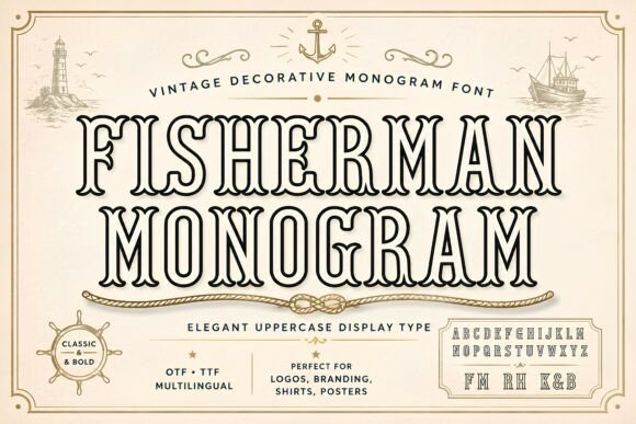 Fisherman Monogram: A Vintage Typeface for Timeless Branding